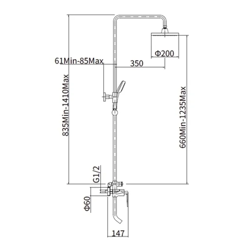 Душевая система FASHUN A2461, хром