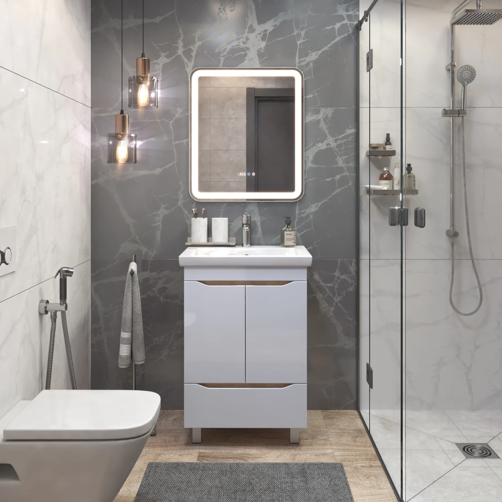 Тумба с раковиной напольная VIGO Grani 284 дуб золотой, 60 см