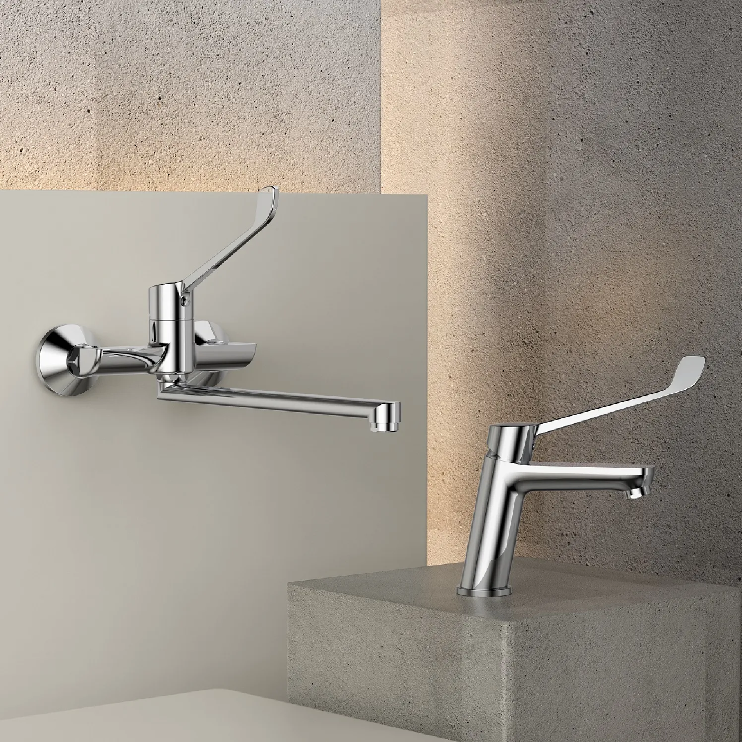 Смеситель для раковины с хирургической ручкой  Splenka S08.10, хром