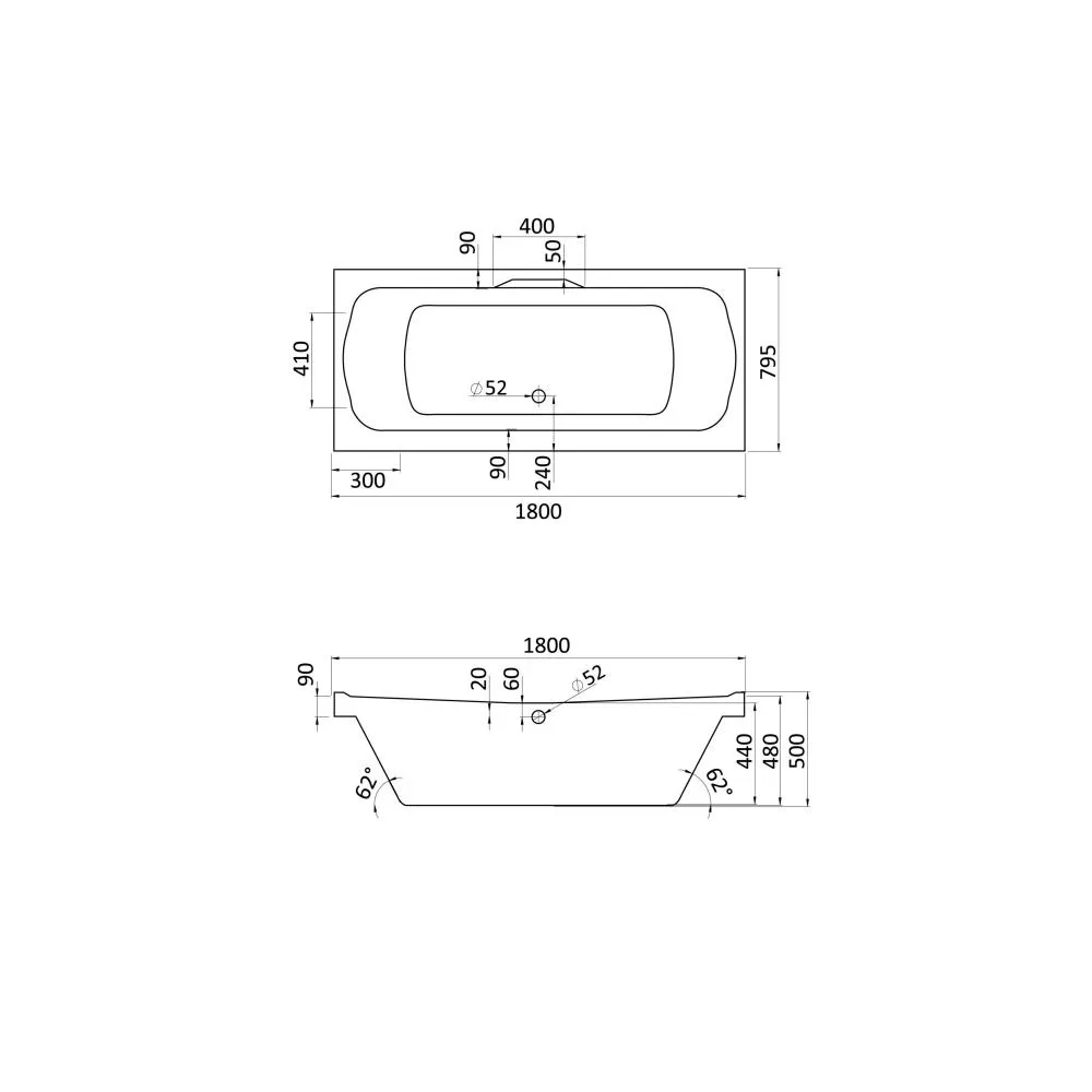 Ванна акриловая Santek Корсика 180х80 белая 1.WH11.1.981