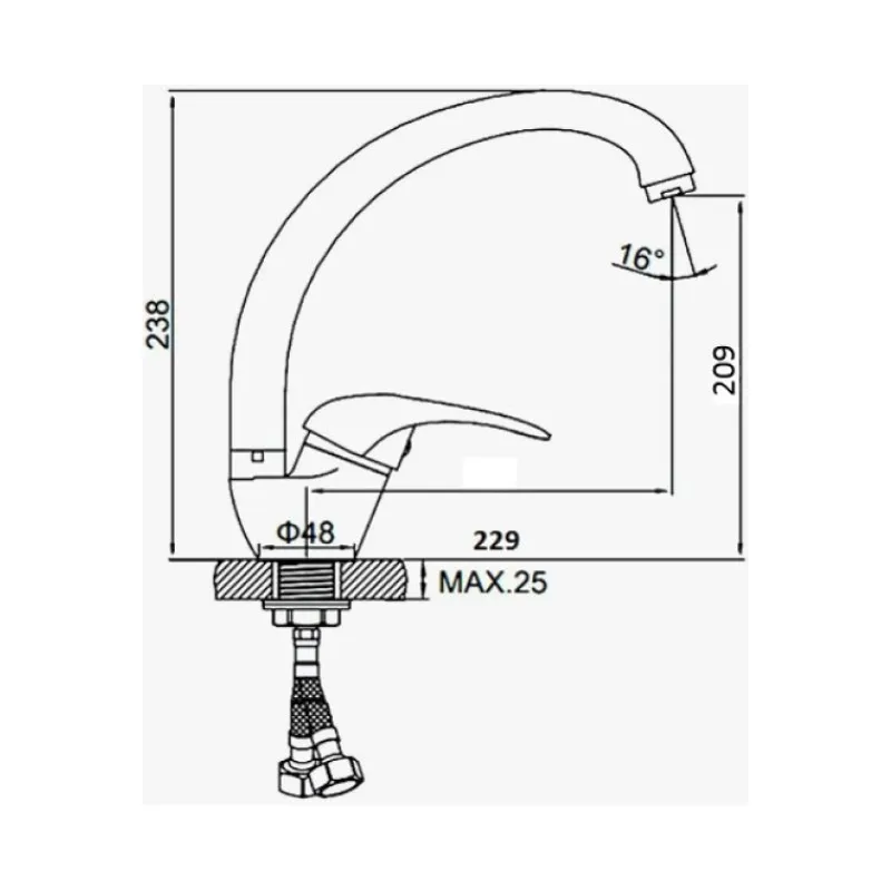 Смеситель для кухни D-Lin D150409-C, белый