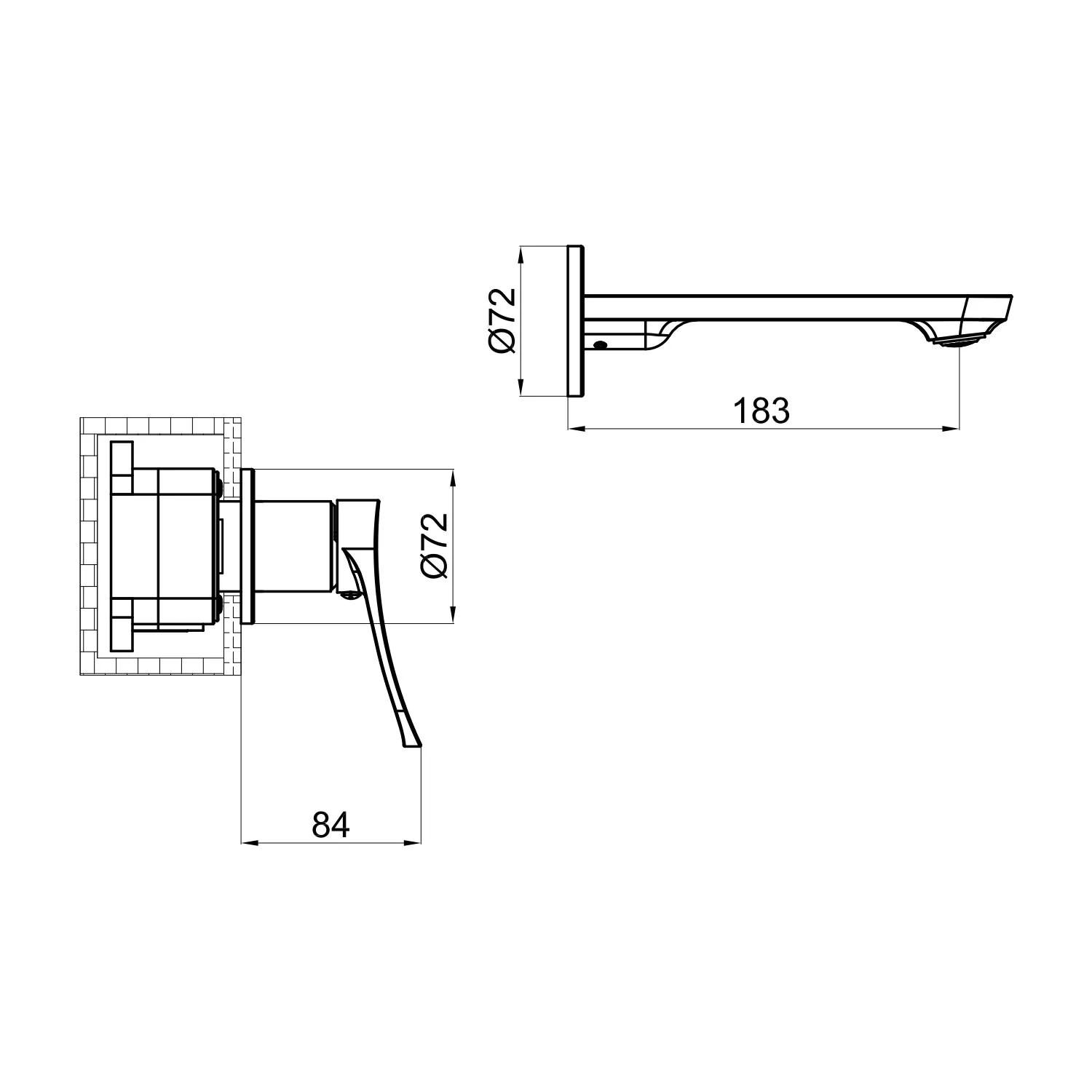 Смеситель для раковины встраиваемый Shevanik S4341, хром