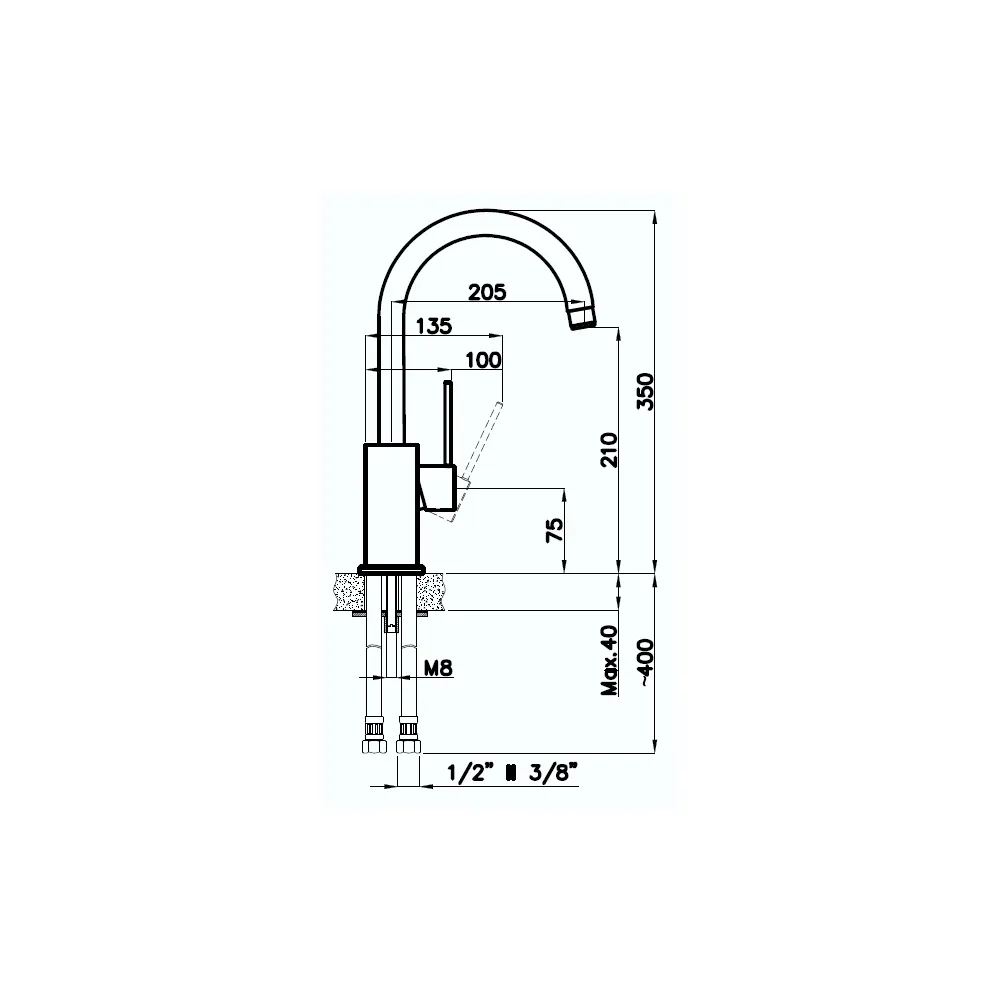 Смеситель для кухни Rivelato Orta 9021201, иней/хром