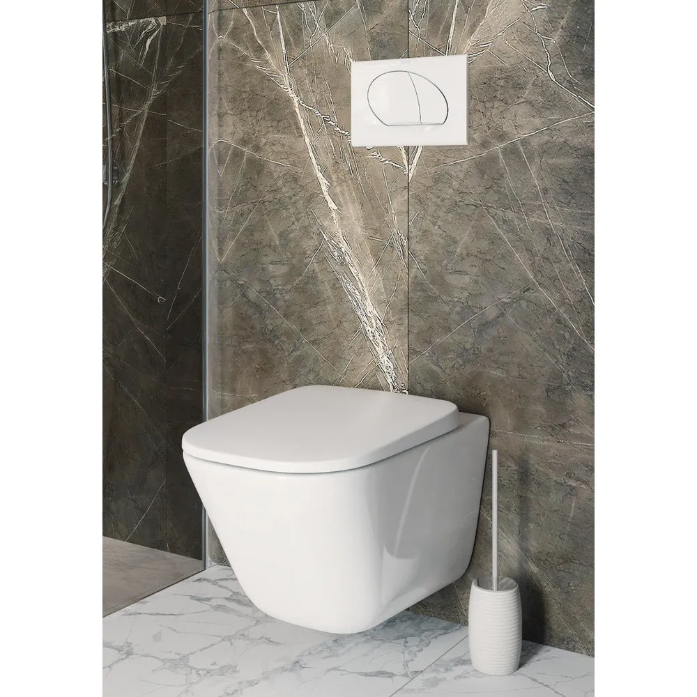 Комплект инсталляция и унитаз подвесной безободковый Roca The Gap Rimless, белый (893104100.03)