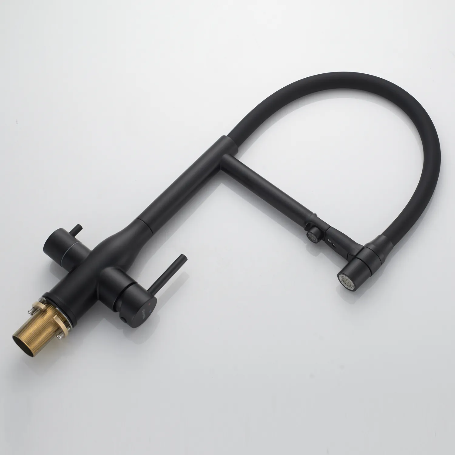 Смеситель для кухни с гибким изливом и подключением фильтра Shevanik S378H, черный