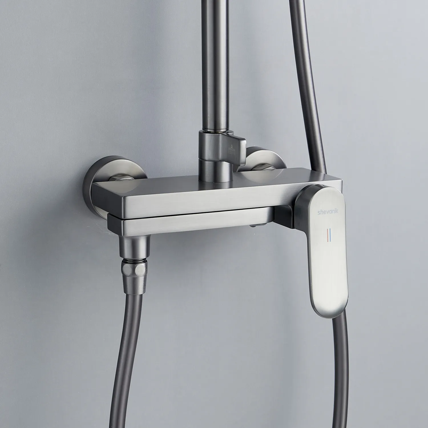 Душевая система Shevanik S4536T, оружейная сталь