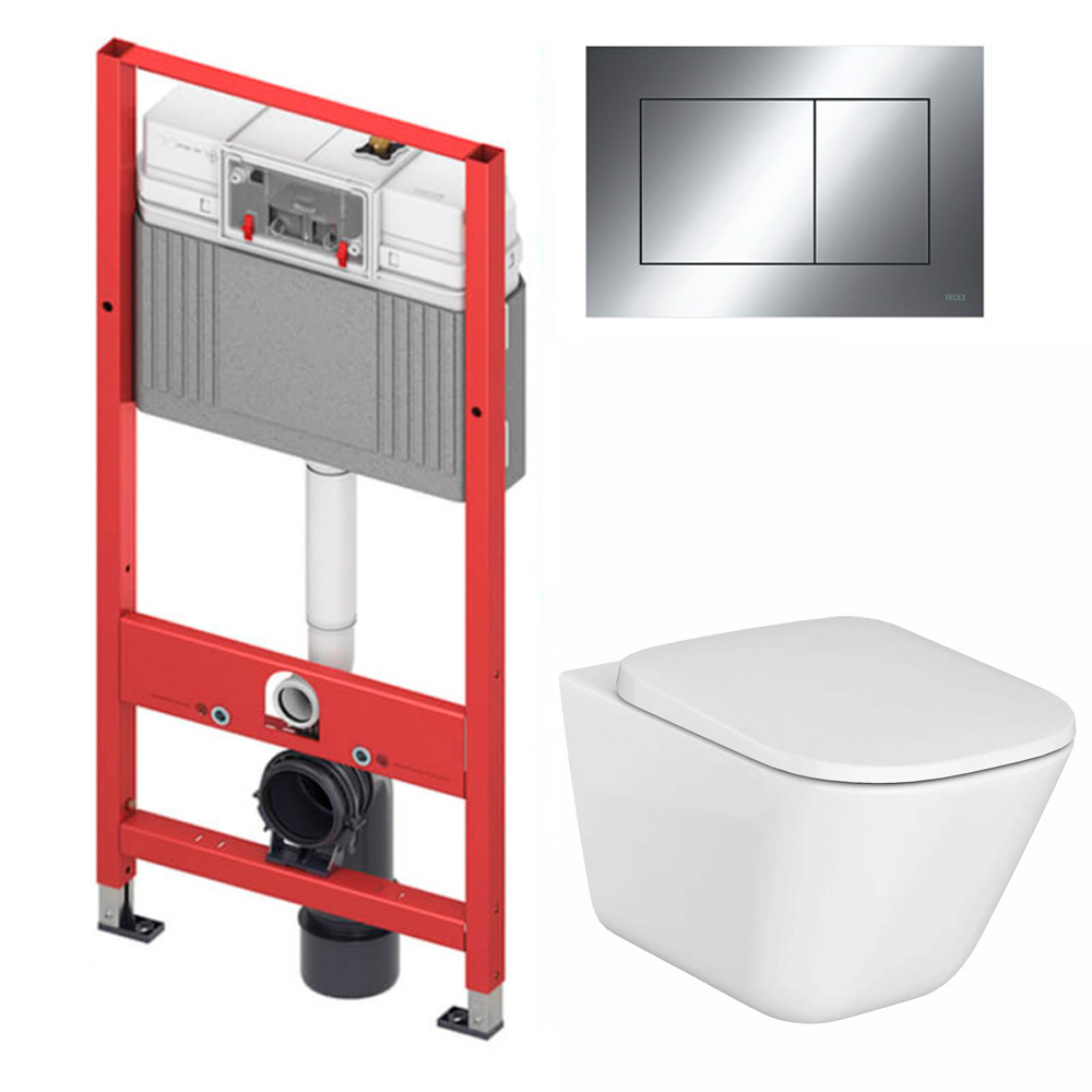 Комплект инсталляция и унитаз подвесной безободковый Tece Base 2.0 The Gap, белый (9400412R2)