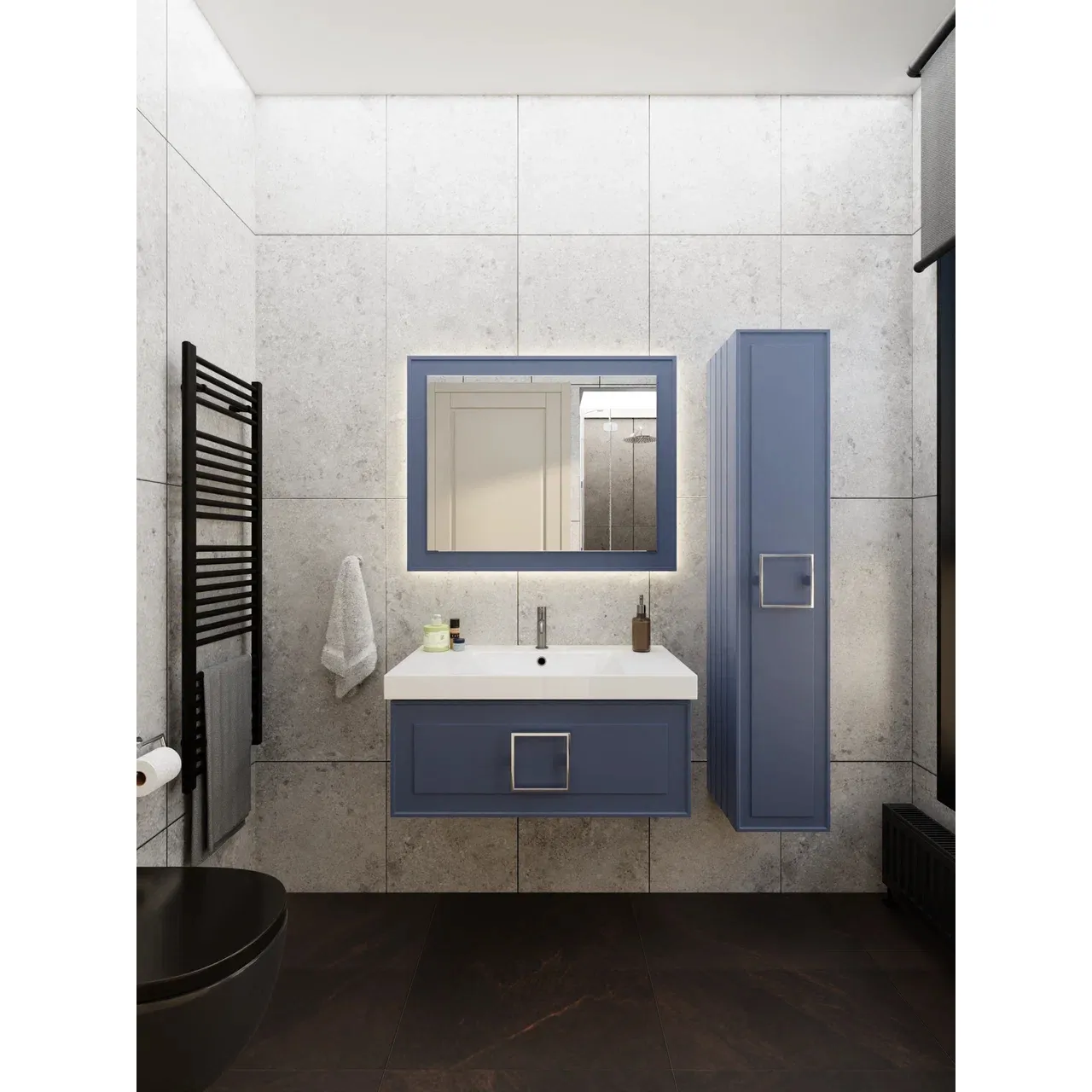 Тумба под раковину подвесная La Fenice Cubo FNC-01-CUB-BG-80, синяя