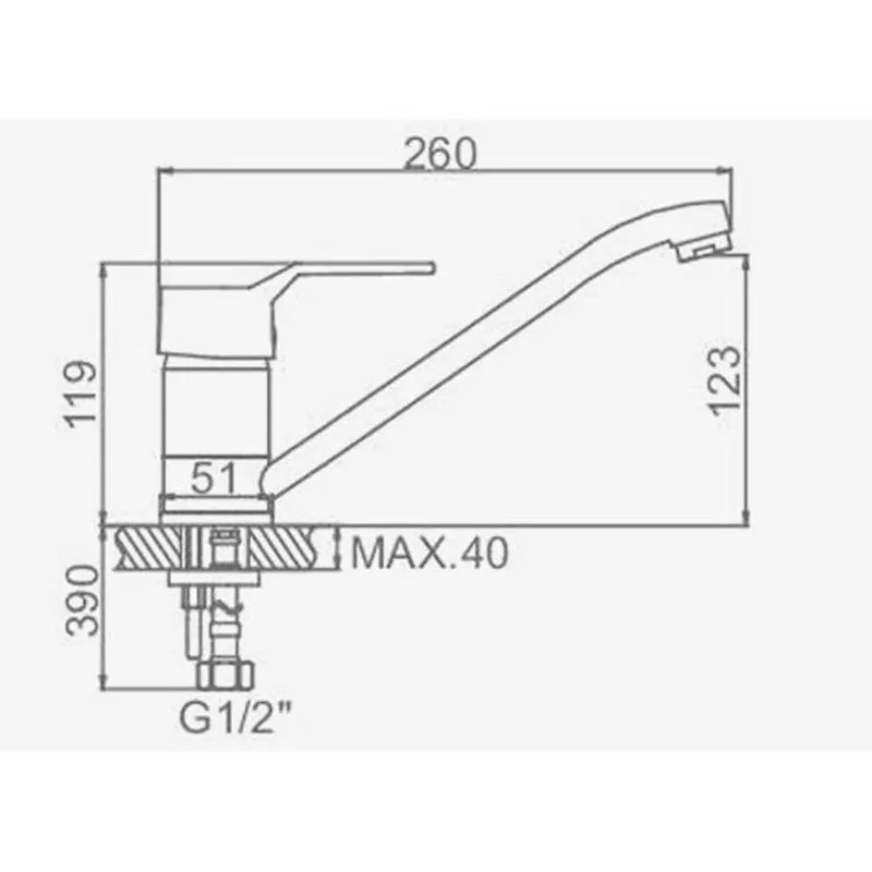 Смеситель для кухни D-Lin D154403-6, хром