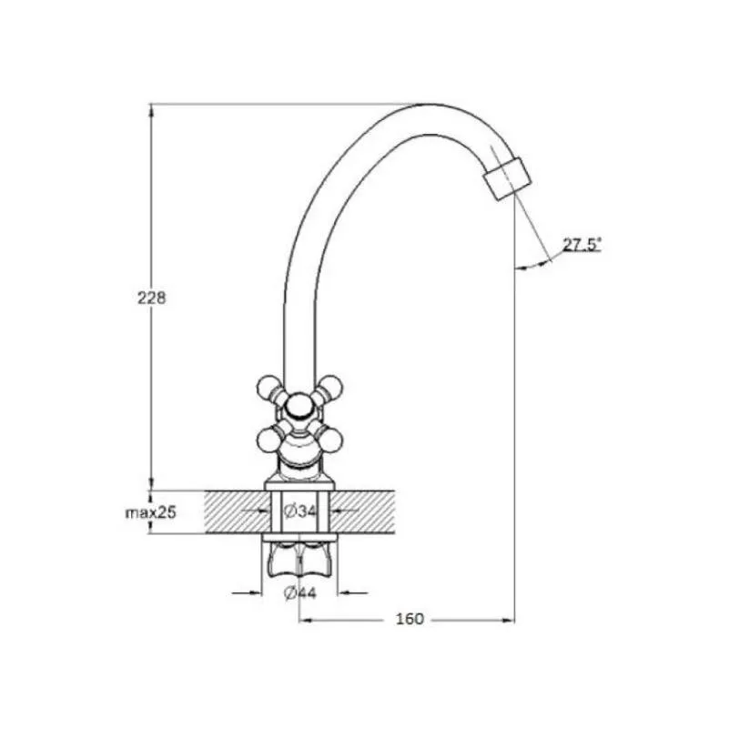 Смеситель для кухни D-Lin D151819, хром
