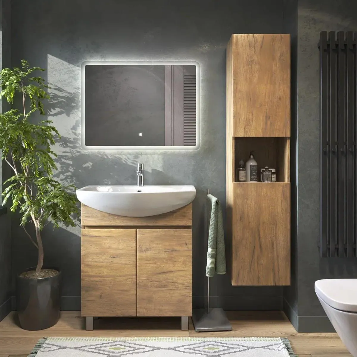 Тумба с раковиной напольная VIGO Wing tn.WIN.BAL.70.2D дуб золотой, 70 см