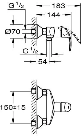 Смеситель для душа Grohe Eurosmart New 33555002 хром