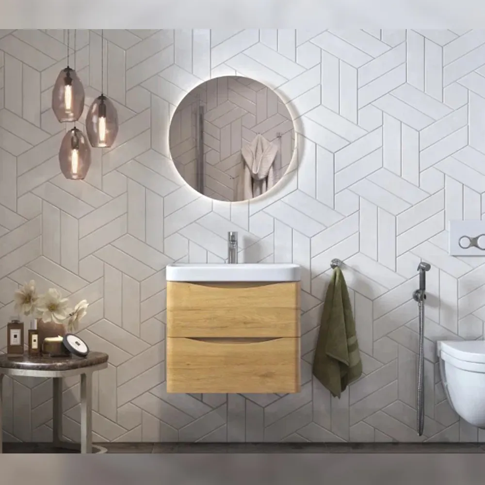 Тумба с раковиной подвесная Velvex Clay tp.CLA.9595.60.2Y дуб верона, 60 см