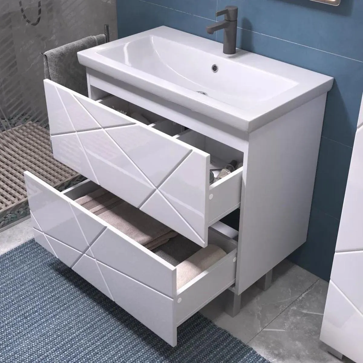 Тумба с раковиной напольная VIGO Geometry 025, 80 см