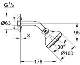 Душ верхний Grohe Tempesta New 26088001 хром