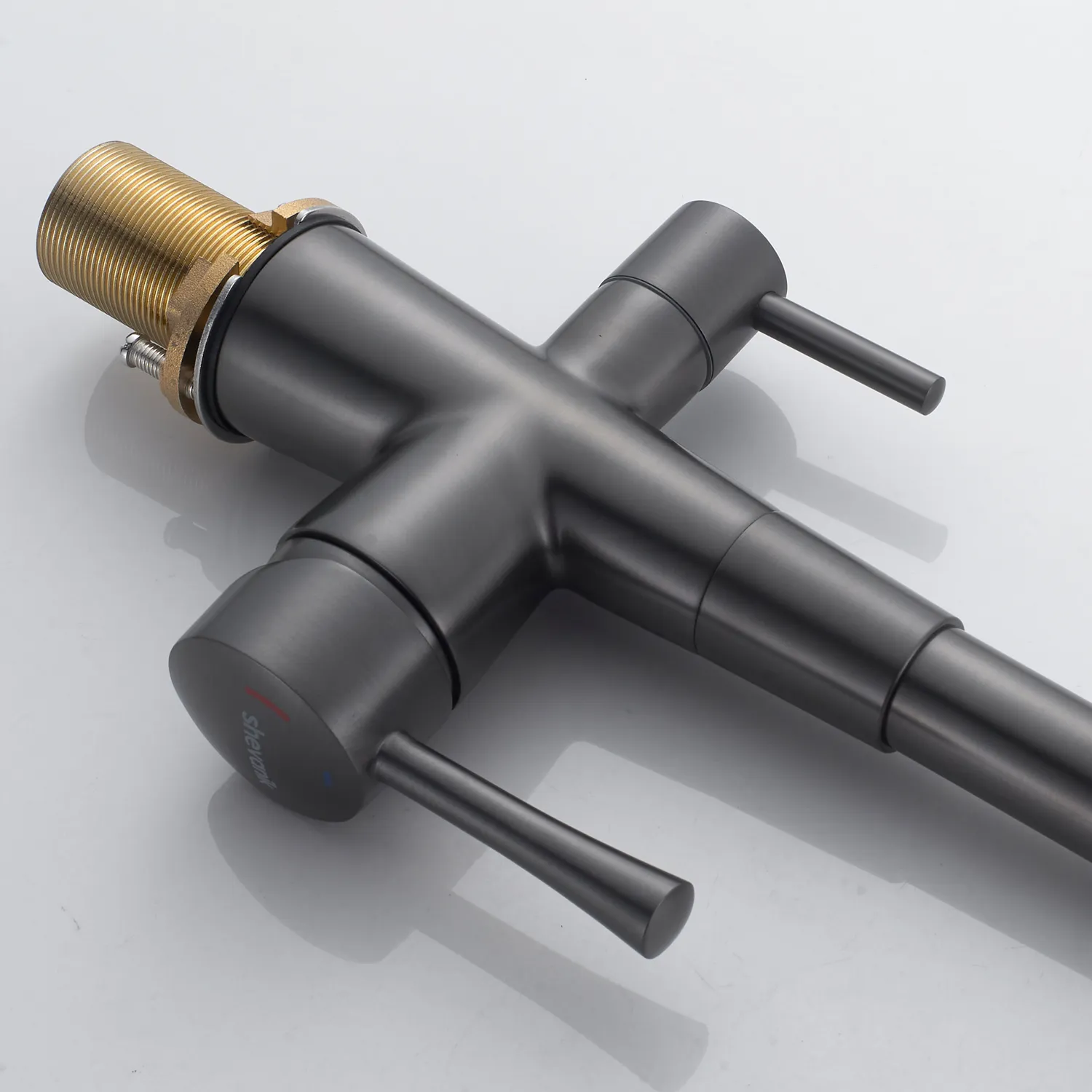 Смеситель для кухни с подключением фильтра Shevanik S428T, оружейная сталь