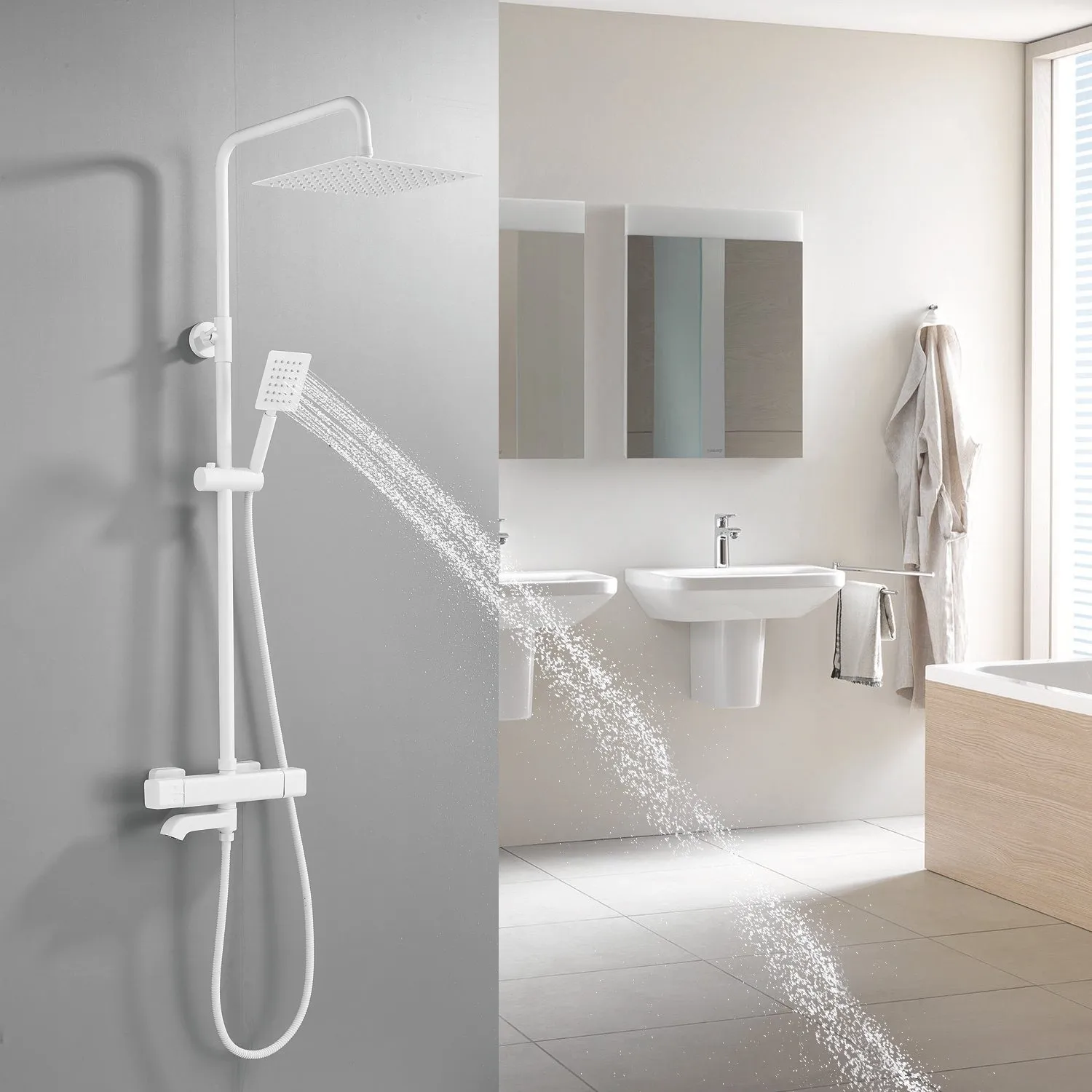 Душевая система c термостатом Shevanik S3096C, белый