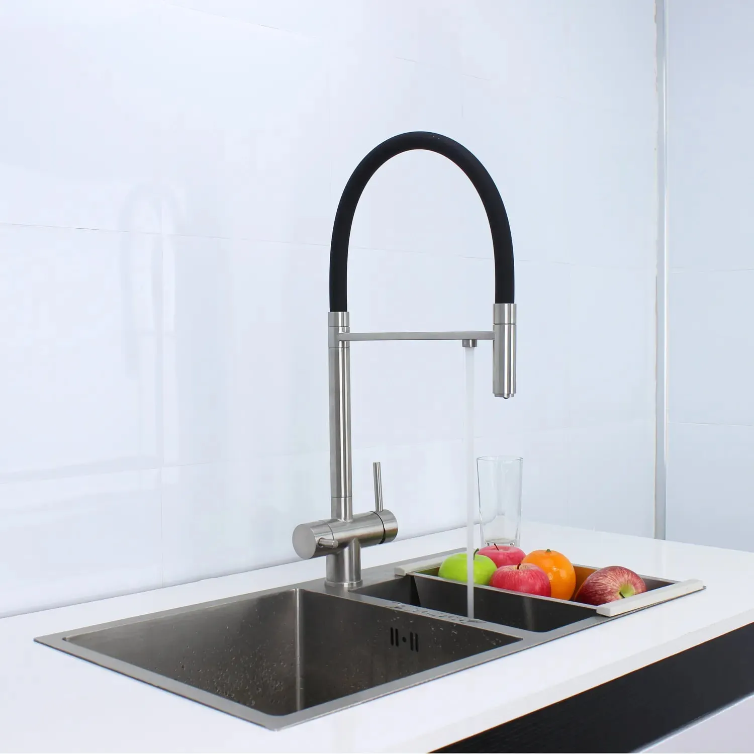 Смеситель для кухни с гибким изливом и подключением фильтра Maretti Calabria S CAS31RGF19, сатин