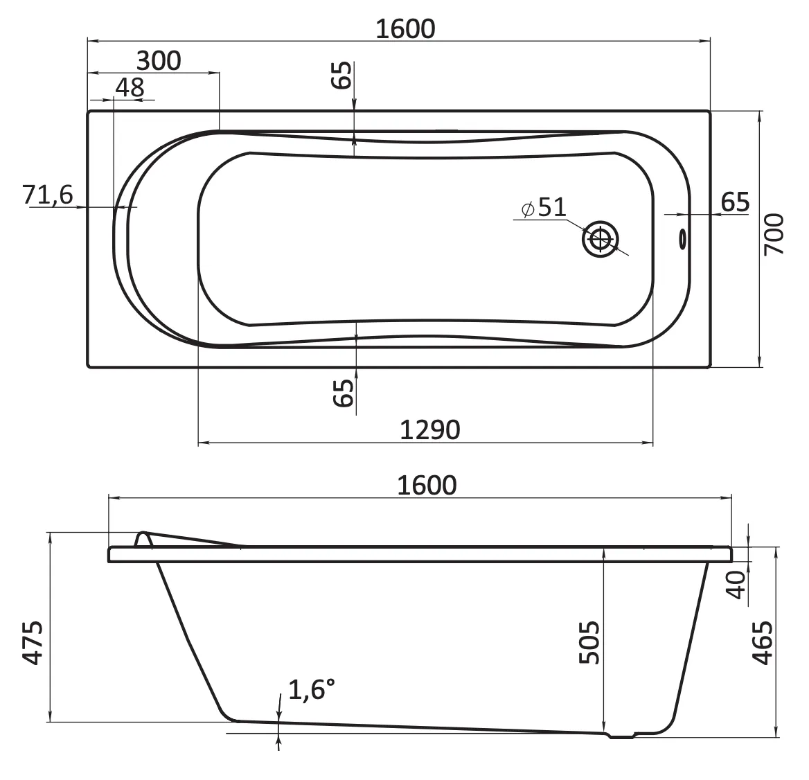Акриловая ванна Santek Тенерифе 160x70 1.WH30.2.357