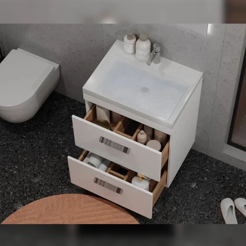 Тумба с раковиной напольная Velvex Orlando tn.ORL.CLA.60.2Y белый матовый, 60 см