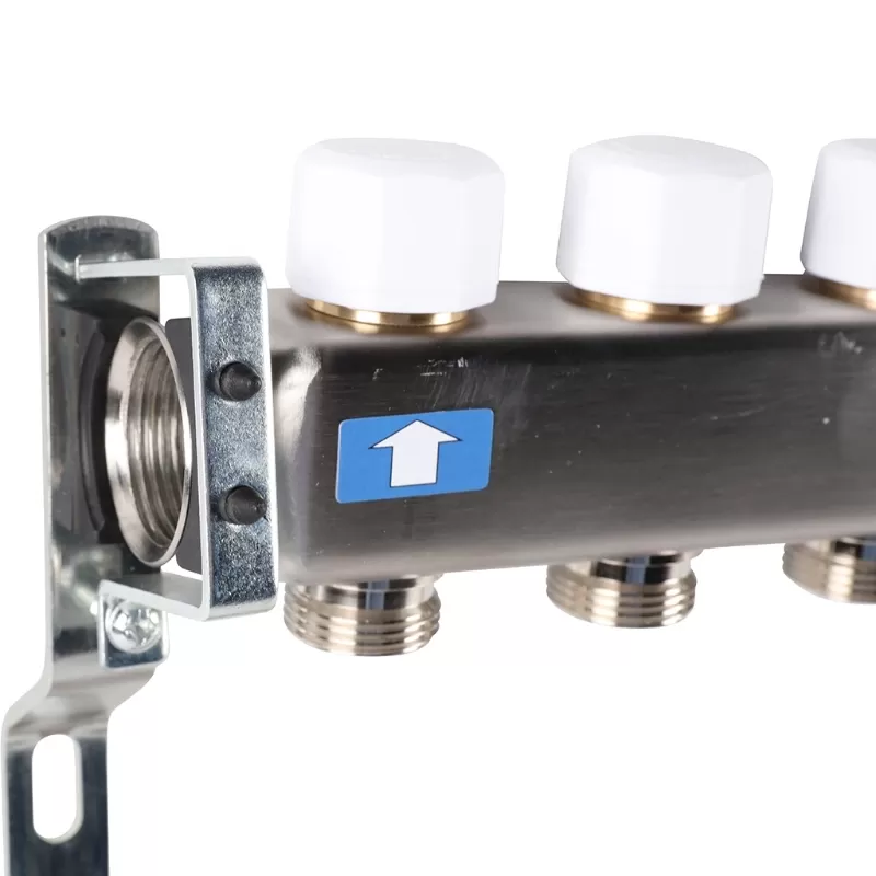 Коллектор Rommer 1"x3/4" на 9 контуров с запорными клапанами (нерж. сталь) (RMS-3201-000009)