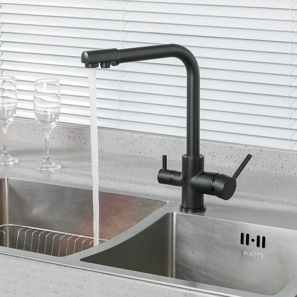 Смеситель для кухни с подключением фильтра FRUD R43053-7, черный