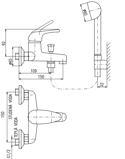 Смеситель для ванны Rav Slezak Sazava SA054.5/1