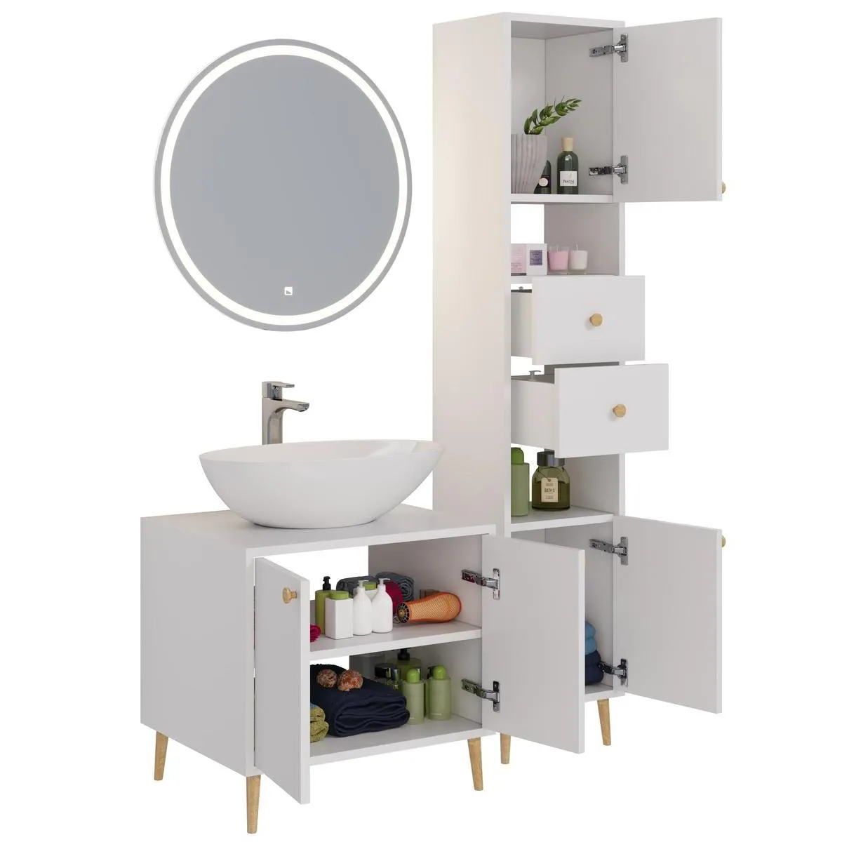 Тумба под раковину напольная Dreja Luno 60 см, белый