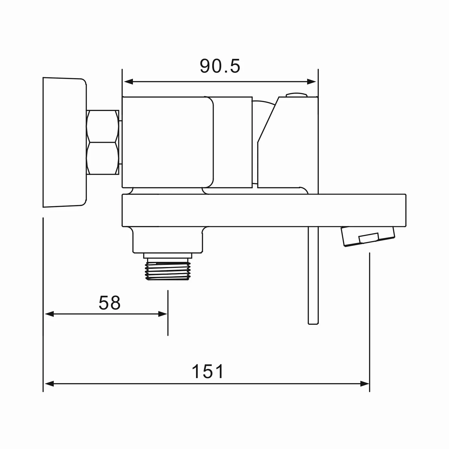 Смеситель для ванны Rose R2802T, оружейная сталь