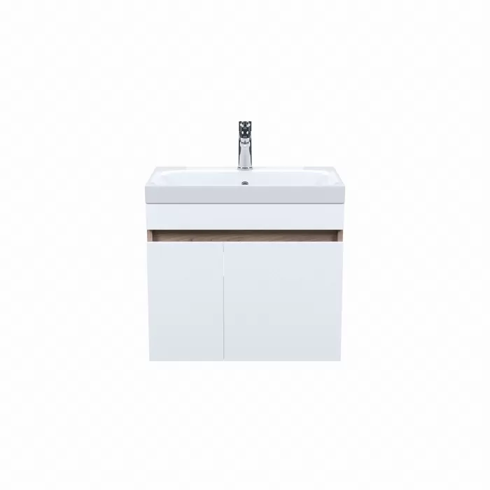 Тумба с умывальником IDDIS подвесная с дверцами 60 см белая/под дерево Zodiac (ZOD6AD0i95K)