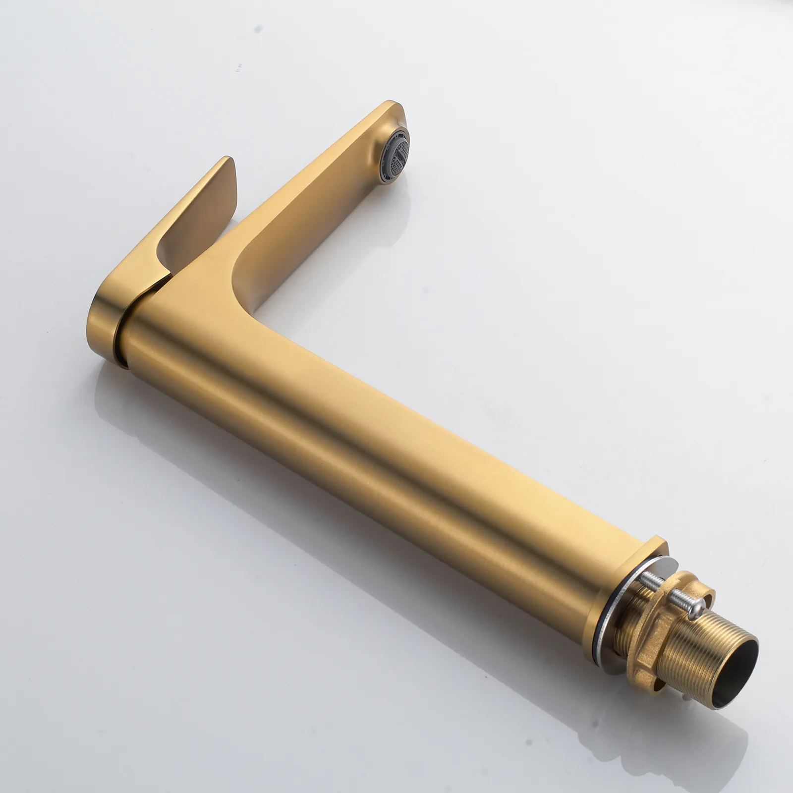 Смеситель для раковины высокий Shevanik S4211G, золотой сатин