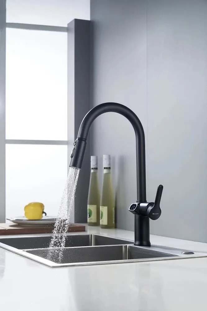 Смеситель для кухни с индикатором температуры Knotlor KN-100/BL, черный