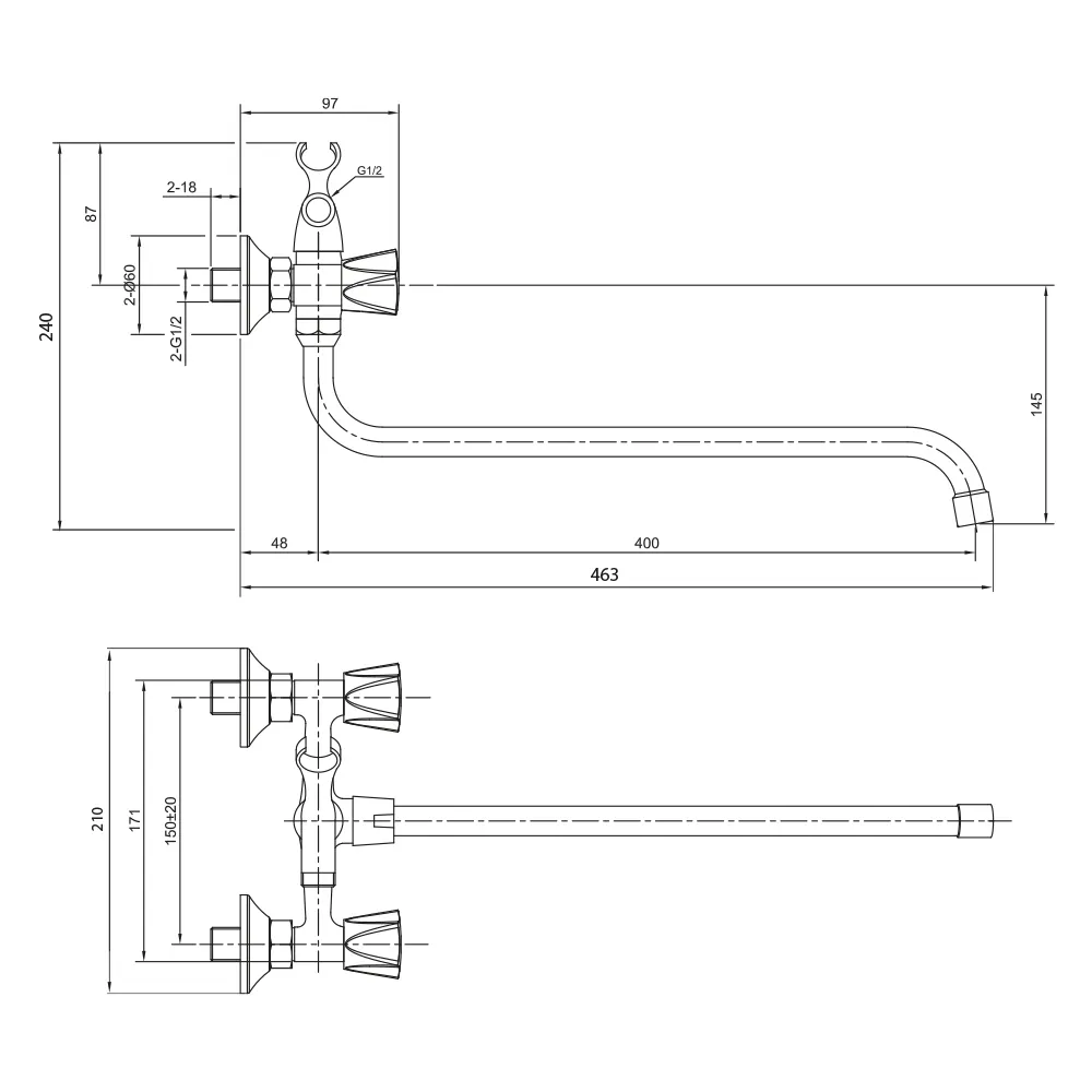 Смеситель для ванны WesnaArt KAMILA KAM16-322-23241, хром