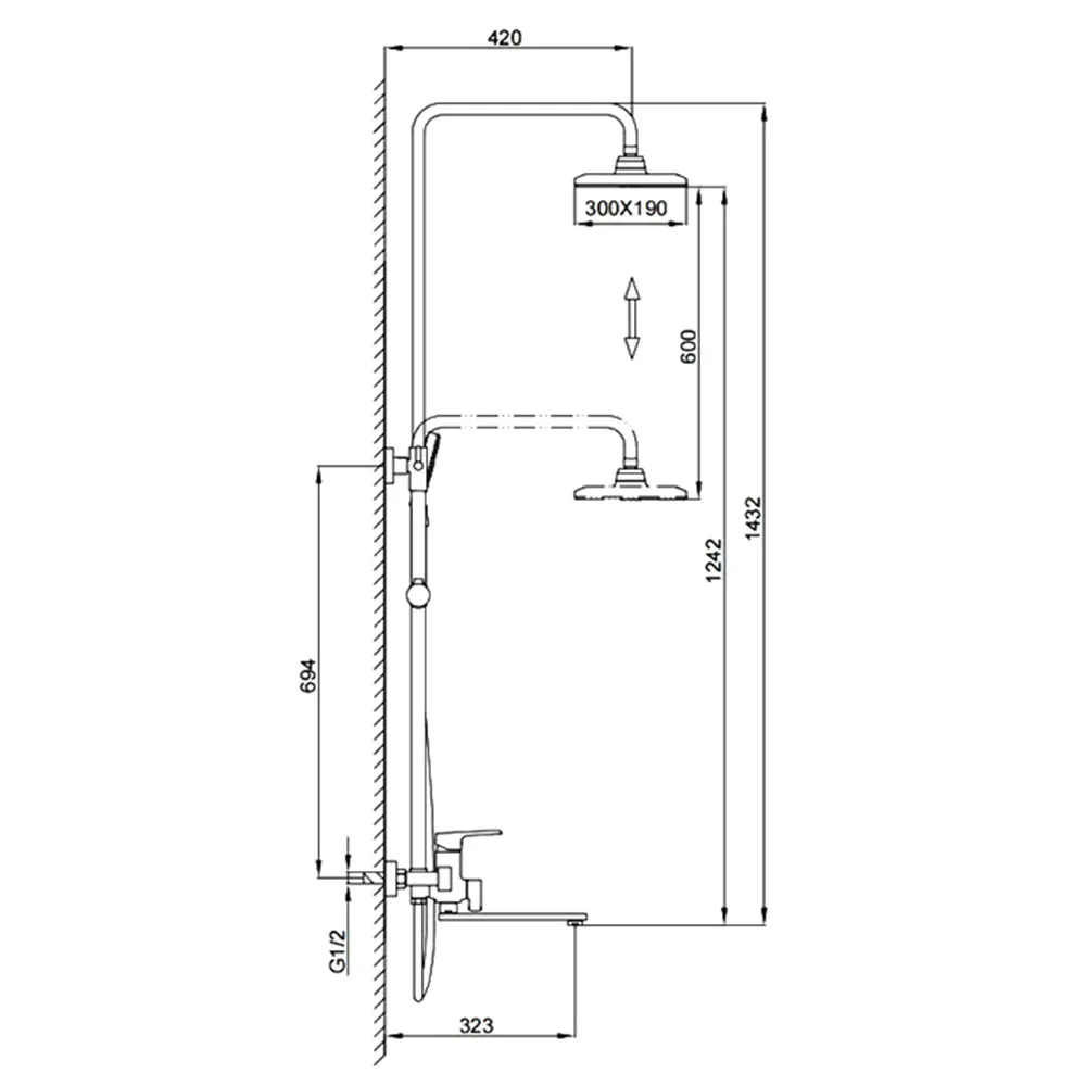 Душевая система FRAP F2471-6, черный