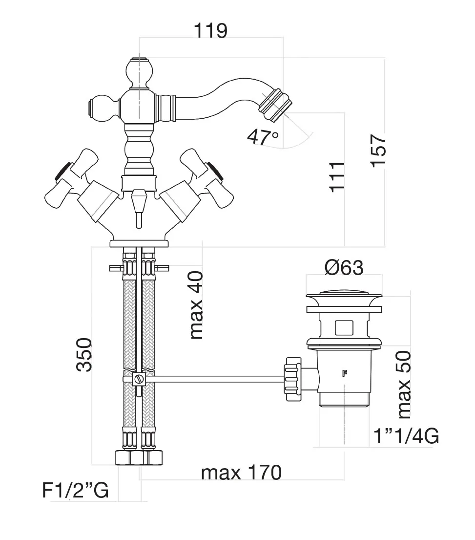 Смеситель для биде Fiore MARGOT 26CR0635, хром