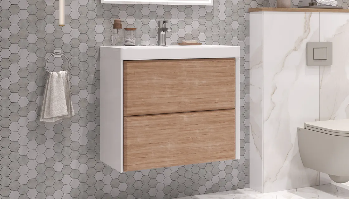 Тумба подвесная Velvex Gesso 70.2Y, белый/дуб сонома (tp.GES.9696.70.2Y белый матовый/дуб сонома)