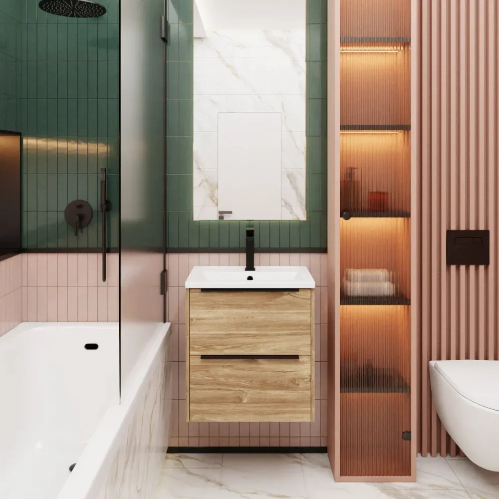 Тумба под раковину подвесная La Fenice Tesoro FNC-01-TES-DKK-60-2, коричневый