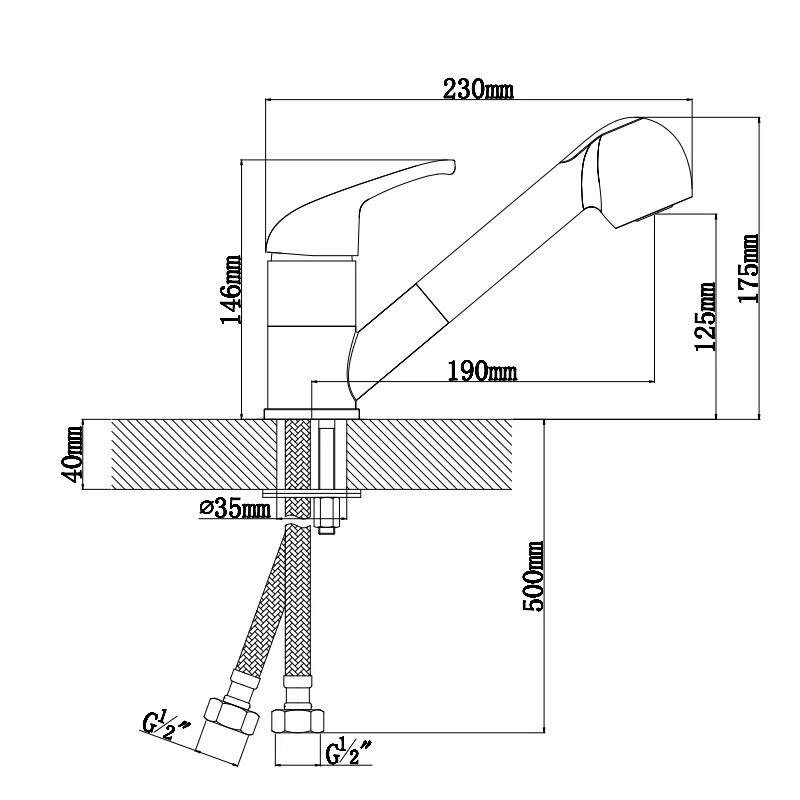 Смеситель для кухни с выдвижным изливом Dr. Gans Соната 319.04L.1223.409, базальт