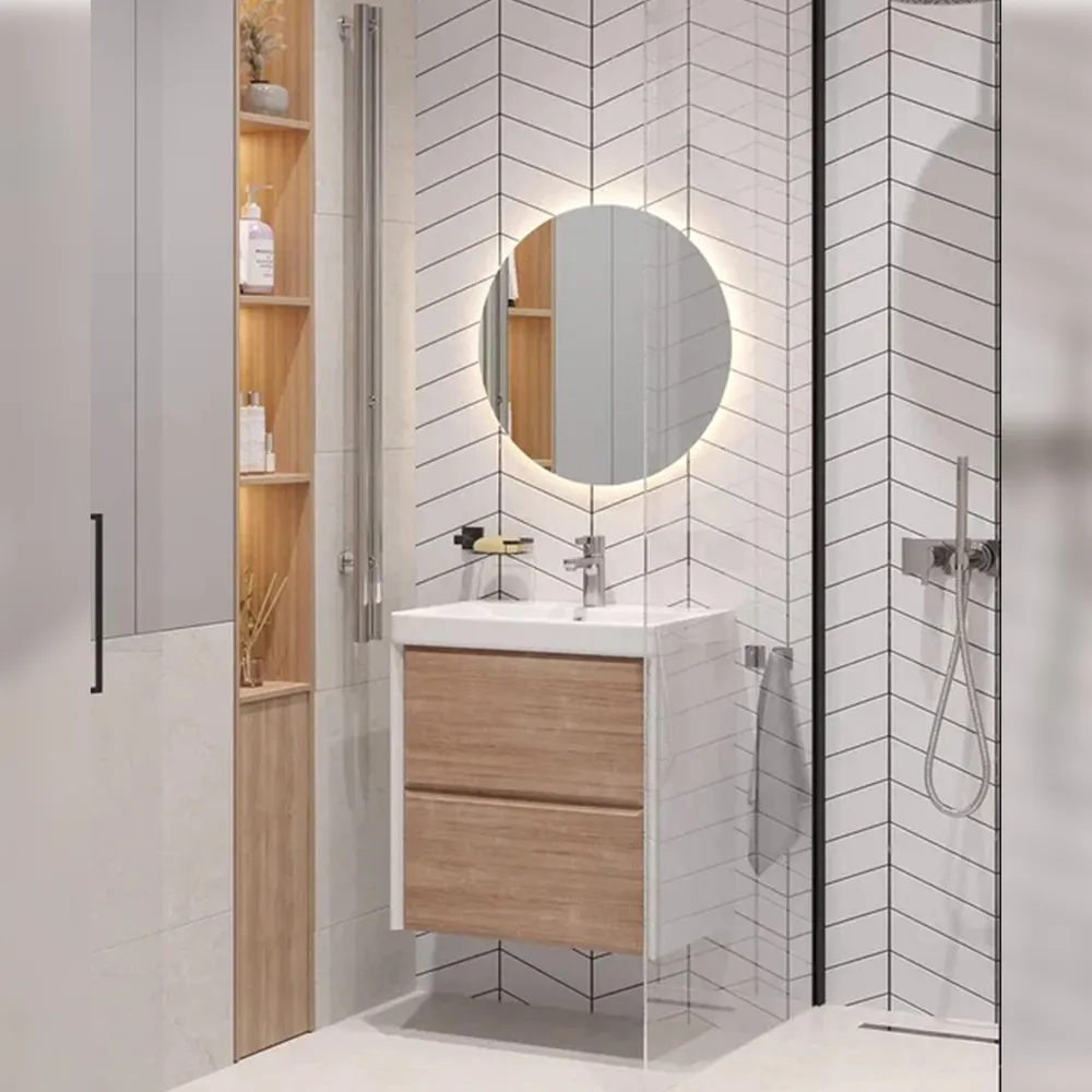 Тумба с раковиной подвесная Velvex Gesso tp.GES.9696.60.2Y белый матовый/дуб сонома, 60 см