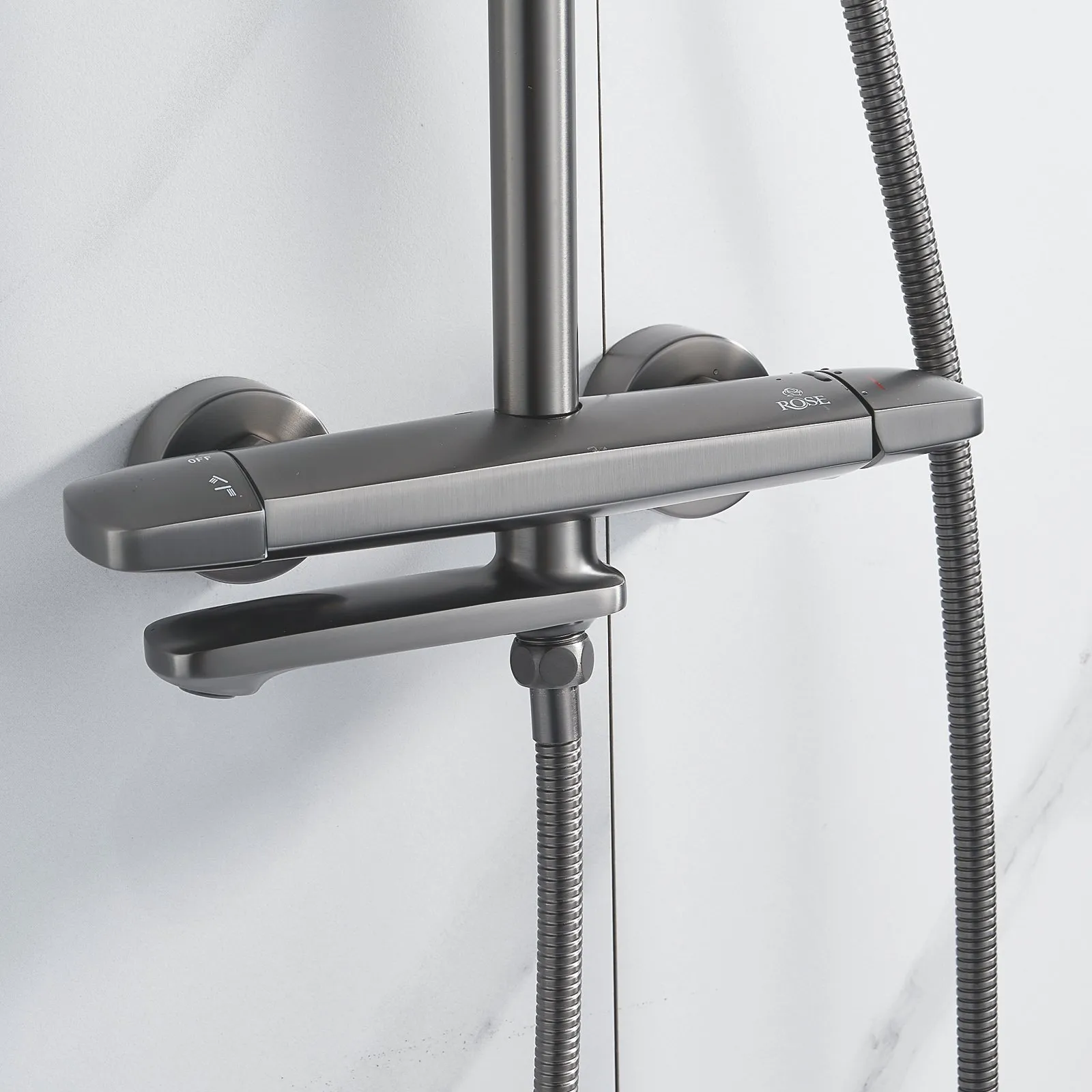 Душевая система Rose R3936T, оружейная сталь