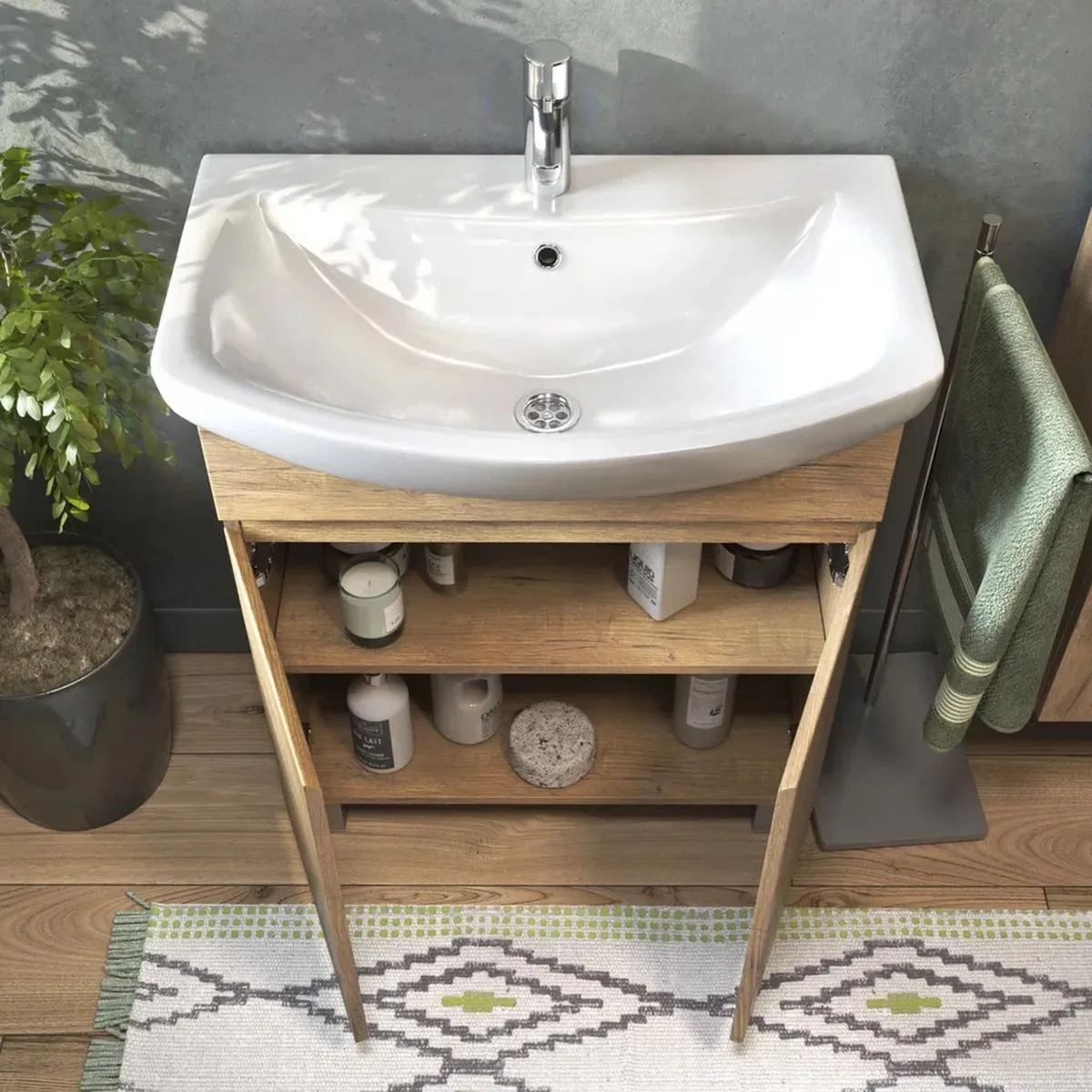 Тумба с раковиной напольная VIGO Wing tn.WIN.BAL.70.2D дуб золотой, 70 см