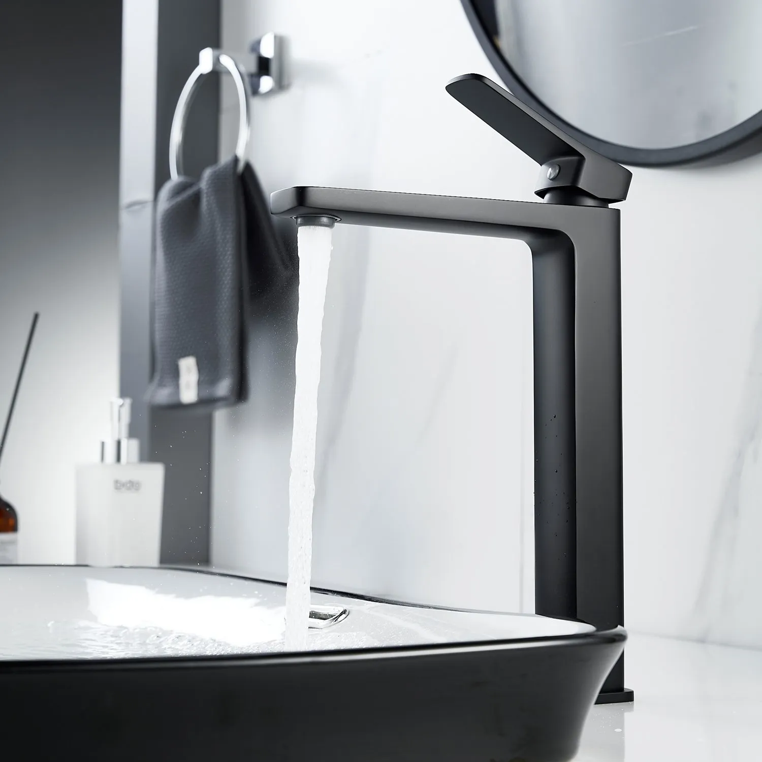 Смеситель для раковины высокий  Raffine F1199H, черный