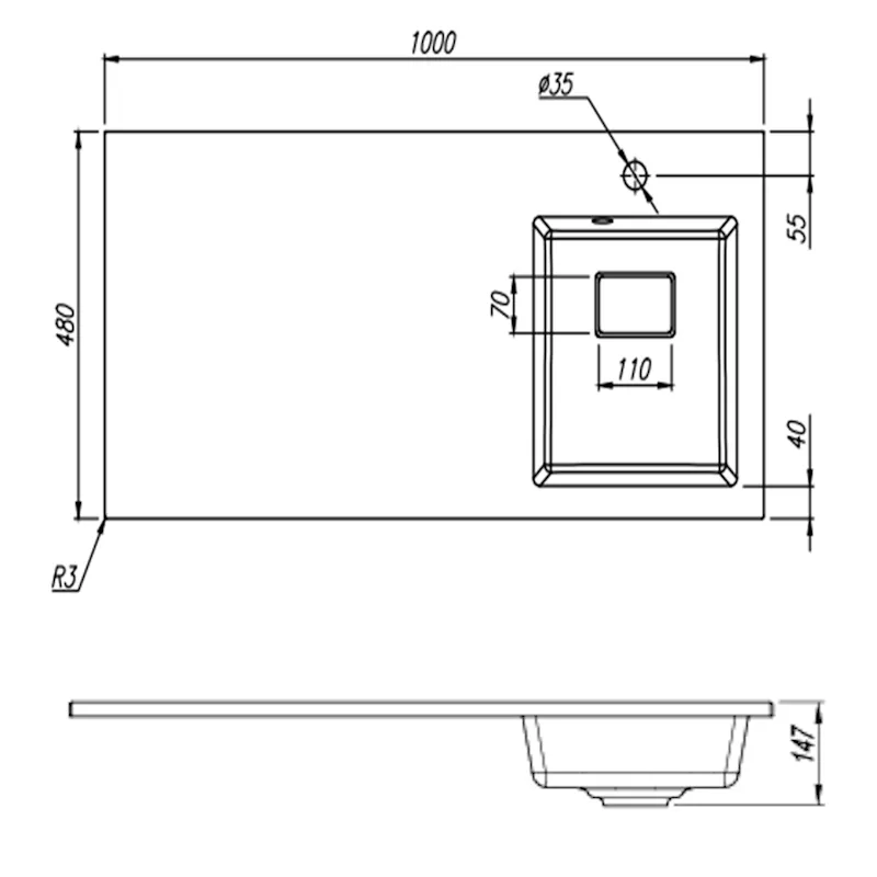 Раковина Florentina Аванти 100 см 10.310.0R100.001, белая