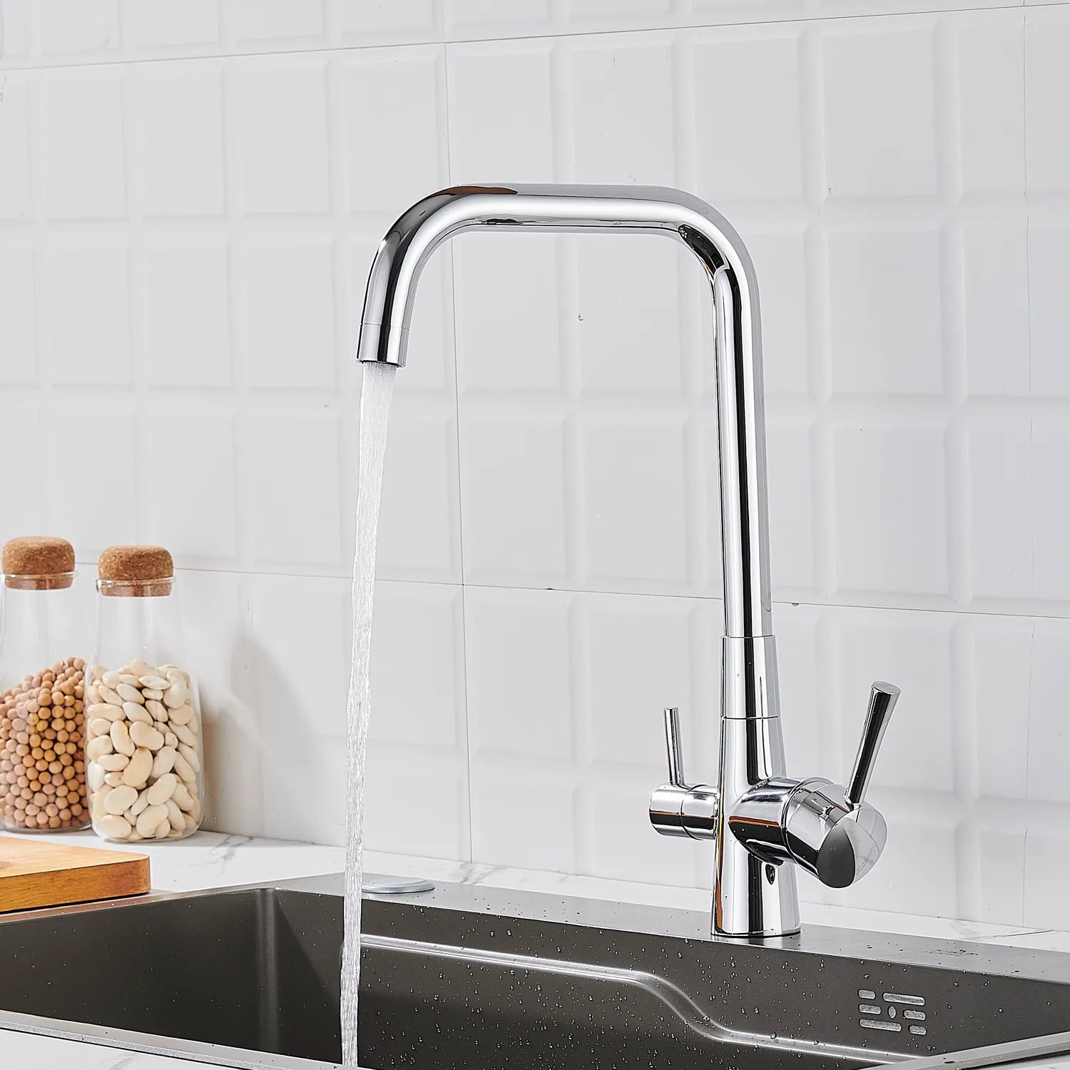 Смеситель для кухни с подключением фильтра Shevanik S528, хром