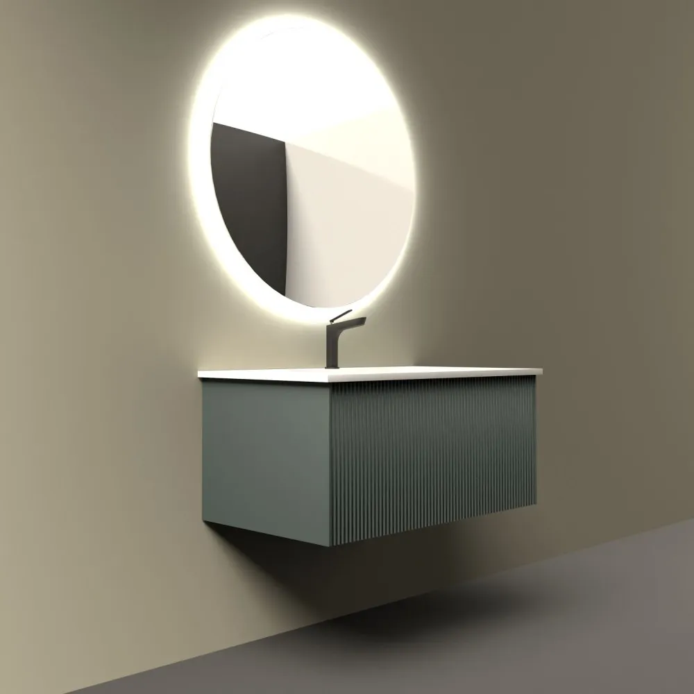 Тумба под раковину подвесная La Fenice Terra FNC-01-TER-G-80, серо-зеленая