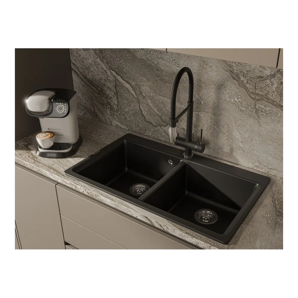 Смеситель для кухни с подключением фильтра Rivelato Adria 1523517, антрацит/хром