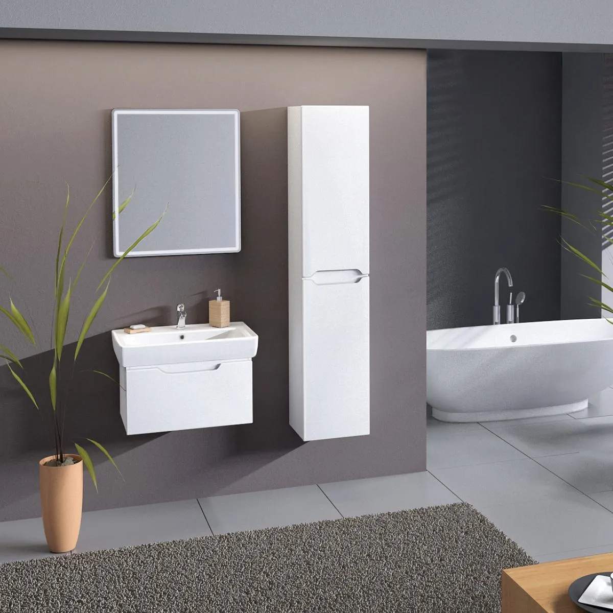 Тумба с раковиной подвесная Dreja Tiny 60 см, белый