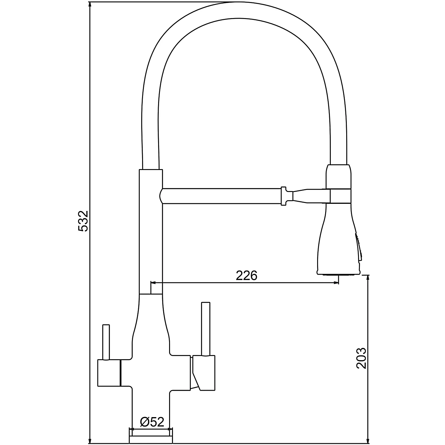 Смеситель для кухни с гибким изливом и подключением фильтра GAPPO G4399-75, сатин