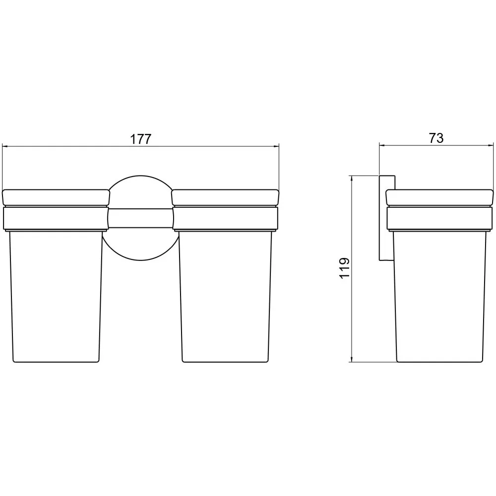 AQ4117BGM ЕВРОПА стакан с держателем двойной, шлиф. черный хром