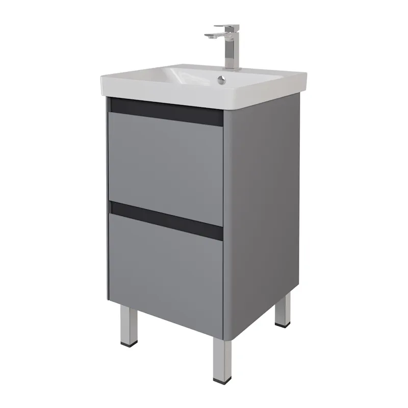 Тумба с раковиной подвесная/напольная Dreja Luxury Plus 50 см, серый базальт